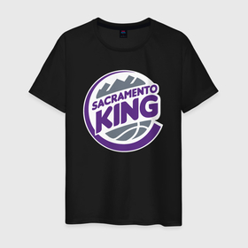Мужская футболка хлопок с принтом Sacramento king , 100% хлопок | прямой крой, круглый вырез горловины, длина до линии бедер, слегка спущенное плечо. | Тематика изображения на принте: 