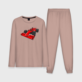 Мужская пижама с лонгсливом хлопок с принтом Формула 1 красная в Кировске,  |  | 