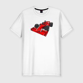 Мужская футболка хлопок Slim с принтом Формула 1 красная в Белгороде, 92% хлопок, 8% лайкра | приталенный силуэт, круглый вырез ворота, длина до линии бедра, короткий рукав | Тематика изображения на принте: 