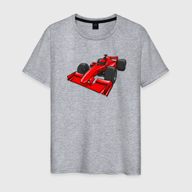 Мужская футболка хлопок с принтом Формула 1 красная в Кировске, 100% хлопок | прямой крой, круглый вырез горловины, длина до линии бедер, слегка спущенное плечо. | 