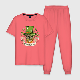 Мужская пижама хлопок с принтом St. Patrick day в Курске, 100% хлопок | брюки и футболка прямого кроя, без карманов, на брюках мягкая резинка на поясе и по низу штанин
 | 