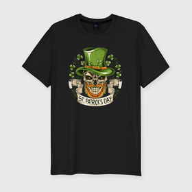 Мужская футболка хлопок Slim с принтом St. Patrick day в Курске, 92% хлопок, 8% лайкра | приталенный силуэт, круглый вырез ворота, длина до линии бедра, короткий рукав | 
