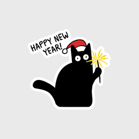 Наклейка с принтом Черный кот   Новый год в Екатеринбурге,  |  | 