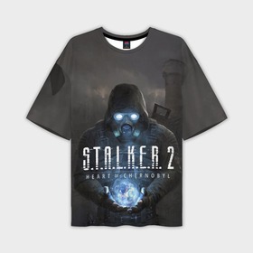 Мужская футболка oversize 3D с принтом STALKER 2 одиночка с артефактом в Екатеринбурге,  |  | Тематика изображения на принте: 