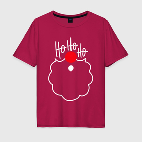 Мужская футболка хлопок Oversize с принтом Santa Claus ho ho ho в Белгороде, 100% хлопок | свободный крой, круглый ворот, “спинка” длиннее передней части | Тематика изображения на принте: 