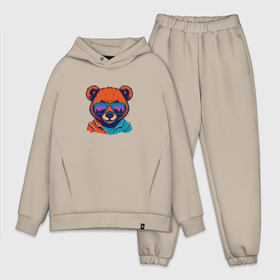 Мужской костюм oversize хлопок с принтом Стильный медвежонок в Ухте,  |  | 