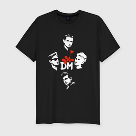 Мужская футболка хлопок Slim с принтом Depeche Mode   A band with Alan в Екатеринбурге, 92% хлопок, 8% лайкра | приталенный силуэт, круглый вырез ворота, длина до линии бедра, короткий рукав | 