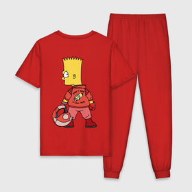 Мужская пижама хлопок с принтом Барт Симпсон   do not have a cow man в Курске, 100% хлопок | брюки и футболка прямого кроя, без карманов, на брюках мягкая резинка на поясе и по низу штанин
 | 