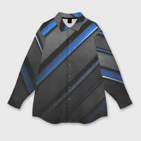 Мужская рубашка oversize 3D с принтом Black blue lines в Новосибирске,  |  | 