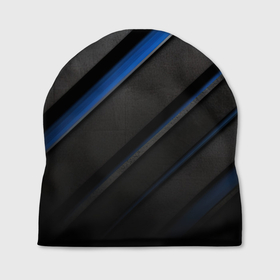 Шапка 3D с принтом Black blue lines в Петрозаводске, 100% полиэстер | универсальный размер, печать по всей поверхности изделия | Тематика изображения на принте: 