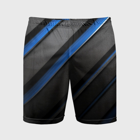 Мужские шорты спортивные с принтом Black blue lines в Тюмени,  |  | Тематика изображения на принте: 