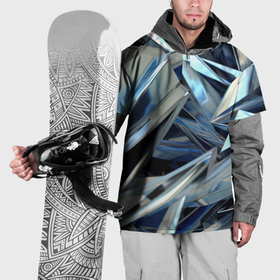 Накидка на куртку 3D с принтом Абстрактные осколки голубого цвета в Курске, 100% полиэстер |  | 