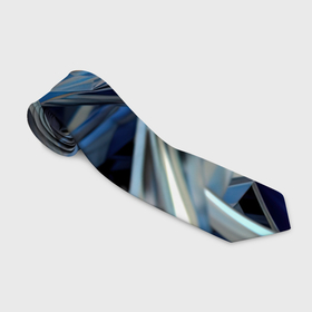 Галстук 3D с принтом Абстрактные осколки голубого цвета в Курске, 100% полиэстер | Длина 148 см; Плотность 150-180 г/м2 | 