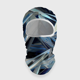 Балаклава 3D с принтом Абстрактные осколки голубого цвета в Новосибирске, 100% полиэстер, ткань с особыми свойствами — Activecool | плотность 150–180 г/м2; хорошо тянется, но при этом сохраняет форму. Закрывает шею, вокруг отверстия для глаз кайма. Единый размер | 