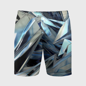 Мужские шорты спортивные с принтом Абстрактные осколки голубого цвета в Курске,  |  | 