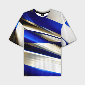 Мужская футболка oversize 3D с принтом Blue white abstract в Кировске,  |  | 