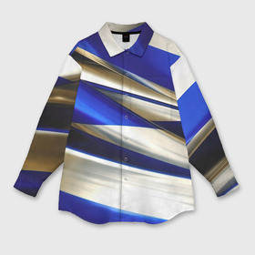 Мужская рубашка oversize 3D с принтом Blue white abstract в Петрозаводске,  |  | 
