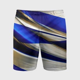 Мужские шорты спортивные с принтом Blue white abstract в Кировске,  |  | 
