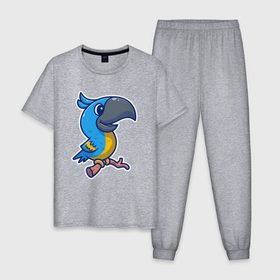 Мужская пижама хлопок с принтом Попугайчик , 100% хлопок | брюки и футболка прямого кроя, без карманов, на брюках мягкая резинка на поясе и по низу штанин
 | 