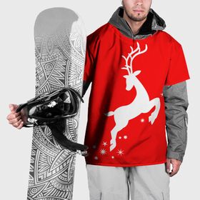 Накидка на куртку 3D с принтом Рождественский олень Red and white в Новосибирске, 100% полиэстер |  | 