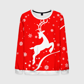 Мужской свитшот 3D с принтом Christmas deer в Курске, 100% полиэстер с мягким внутренним слоем | круглый вырез горловины, мягкая резинка на манжетах и поясе, свободная посадка по фигуре | 