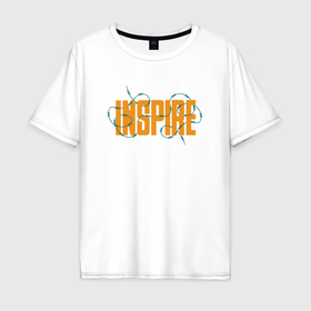 Мужская футболка хлопок Oversize с принтом Inspire , 100% хлопок | свободный крой, круглый ворот, “спинка” длиннее передней части | 