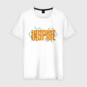 Мужская футболка хлопок с принтом Inspire в Екатеринбурге, 100% хлопок | прямой крой, круглый вырез горловины, длина до линии бедер, слегка спущенное плечо. | 