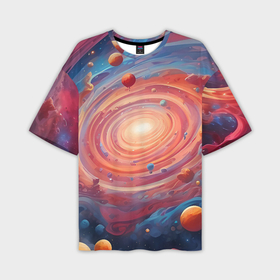 Мужская футболка oversize 3D с принтом Галактика в спирали в Санкт-Петербурге,  |  | 
