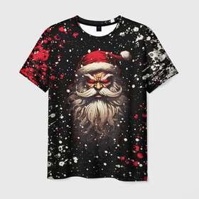 Мужская футболка 3D с принтом Evil Santa Claus в Санкт-Петербурге, 100% полиэфир | прямой крой, круглый вырез горловины, длина до линии бедер | 