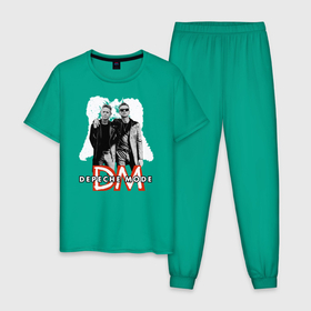 Мужская пижама хлопок с принтом Depeche Mode   Dave and Martin memeto mori tour в Екатеринбурге, 100% хлопок | брюки и футболка прямого кроя, без карманов, на брюках мягкая резинка на поясе и по низу штанин
 | 
