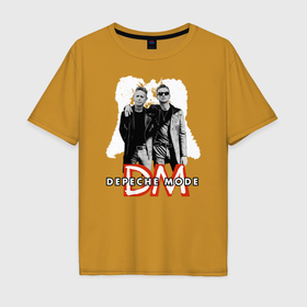Мужская футболка хлопок Oversize с принтом Depeche Mode   Dave and Martin memeto mori tour в Тюмени, 100% хлопок | свободный крой, круглый ворот, “спинка” длиннее передней части | 