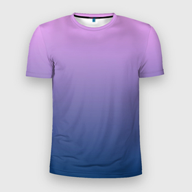 Мужская футболка 3D Slim с принтом Рассвет розовый и синий градиент 3d в Курске, 100% полиэстер с улучшенными характеристиками | приталенный силуэт, круглая горловина, широкие плечи, сужается к линии бедра | 