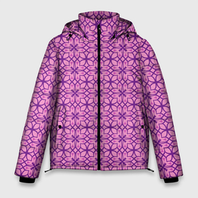 Мужская зимняя куртка 3D с принтом Фиолетовый орнамент в Екатеринбурге, верх — 100% полиэстер; подкладка — 100% полиэстер; утеплитель — 100% полиэстер | длина ниже бедра, свободный силуэт Оверсайз. Есть воротник-стойка, отстегивающийся капюшон и ветрозащитная планка. 

Боковые карманы с листочкой на кнопках и внутренний карман на молнии. | Тематика изображения на принте: 