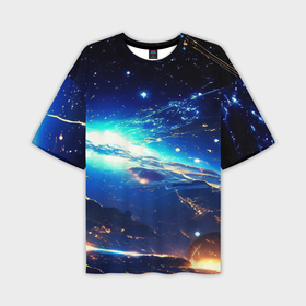 Мужская футболка oversize 3D с принтом Млечный путь   глубокий космос ,  |  | Тематика изображения на принте: 