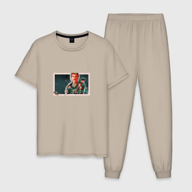 Мужская пижама хлопок с принтом Постер слово пацана , 100% хлопок | брюки и футболка прямого кроя, без карманов, на брюках мягкая резинка на поясе и по низу штанин
 | 