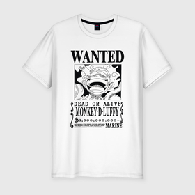 Мужская футболка хлопок Slim с принтом Листовка Луффи 5 гир йонко One Piece в Санкт-Петербурге, 92% хлопок, 8% лайкра | приталенный силуэт, круглый вырез ворота, длина до линии бедра, короткий рукав | 