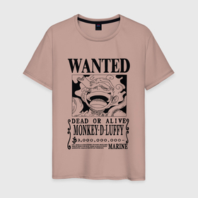 Мужская футболка хлопок с принтом Листовка Луффи 5 гир йонко One Piece в Санкт-Петербурге, 100% хлопок | прямой крой, круглый вырез горловины, длина до линии бедер, слегка спущенное плечо. | 