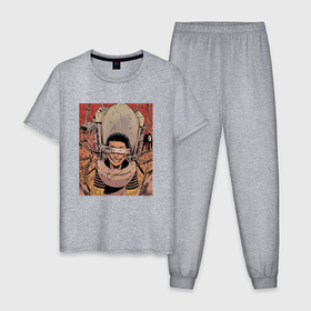 Мужская пижама хлопок с принтом Skibidi Toilet арт в Белгороде, 100% хлопок | брюки и футболка прямого кроя, без карманов, на брюках мягкая резинка на поясе и по низу штанин
 | 