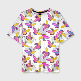 Женская футболка oversize 3D с принтом Разноцветный банан в Санкт-Петербурге,  |  | 