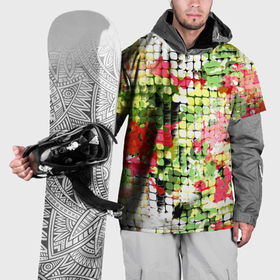 Накидка на куртку 3D с принтом Змеиная шкура красно зеленая , 100% полиэстер |  | 