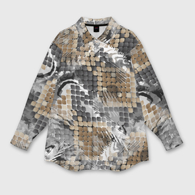 Мужская рубашка oversize 3D с принтом Змеиная шкура коричневая в Санкт-Петербурге,  |  | 