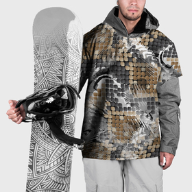 Накидка на куртку 3D с принтом Змеиная шкура коричневая , 100% полиэстер |  | 
