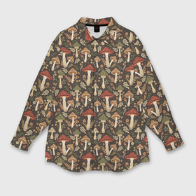 Мужская рубашка oversize 3D с принтом Лесные грибы и цветы в Тюмени,  |  | Тематика изображения на принте: 