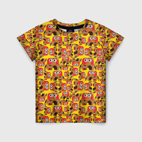 Детская футболка 3D с принтом Мультяшные разноцветные монстрики в Санкт-Петербурге, 100% гипоаллергенный полиэфир | прямой крой, круглый вырез горловины, длина до линии бедер, чуть спущенное плечо, ткань немного тянется | 