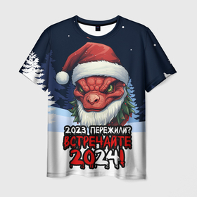 Мужская футболка 3D с принтом Красный злой дракон 2024 , 100% полиэфир | прямой крой, круглый вырез горловины, длина до линии бедер | 