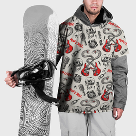 Накидка на куртку 3D с принтом Музыкальный рокенрольный узор в Санкт-Петербурге, 100% полиэстер |  | Тематика изображения на принте: 