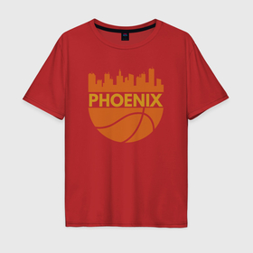 Мужская футболка хлопок Oversize с принтом Phoenix basketball city в Новосибирске, 100% хлопок | свободный крой, круглый ворот, “спинка” длиннее передней части | Тематика изображения на принте: 