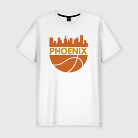 Мужская футболка хлопок Slim с принтом Phoenix basketball city в Санкт-Петербурге, 92% хлопок, 8% лайкра | приталенный силуэт, круглый вырез ворота, длина до линии бедра, короткий рукав | Тематика изображения на принте: 