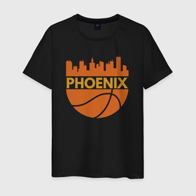 Мужская футболка хлопок с принтом Phoenix basketball city в Санкт-Петербурге, 100% хлопок | прямой крой, круглый вырез горловины, длина до линии бедер, слегка спущенное плечо. | Тематика изображения на принте: 