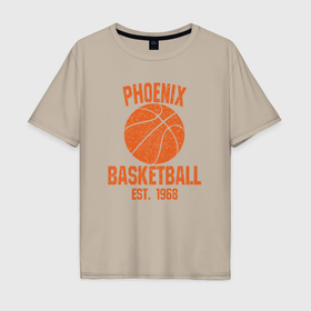 Мужская футболка хлопок Oversize с принтом Phoenix basketball 1968 в Санкт-Петербурге, 100% хлопок | свободный крой, круглый ворот, “спинка” длиннее передней части | 